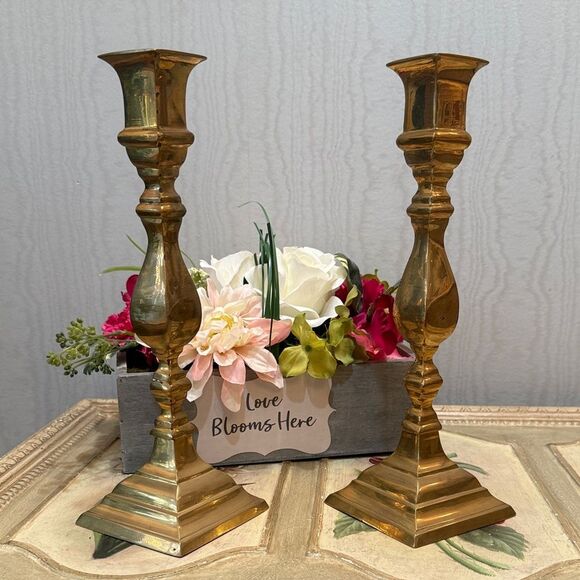 Vintage Brass Candlesticks Set of Two